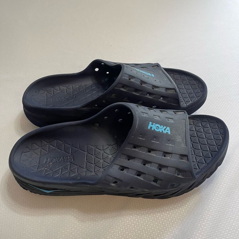 Hoka One One Ora Recovery Navy Blue Sandals Slides Size 13M - Picture 9 of 16